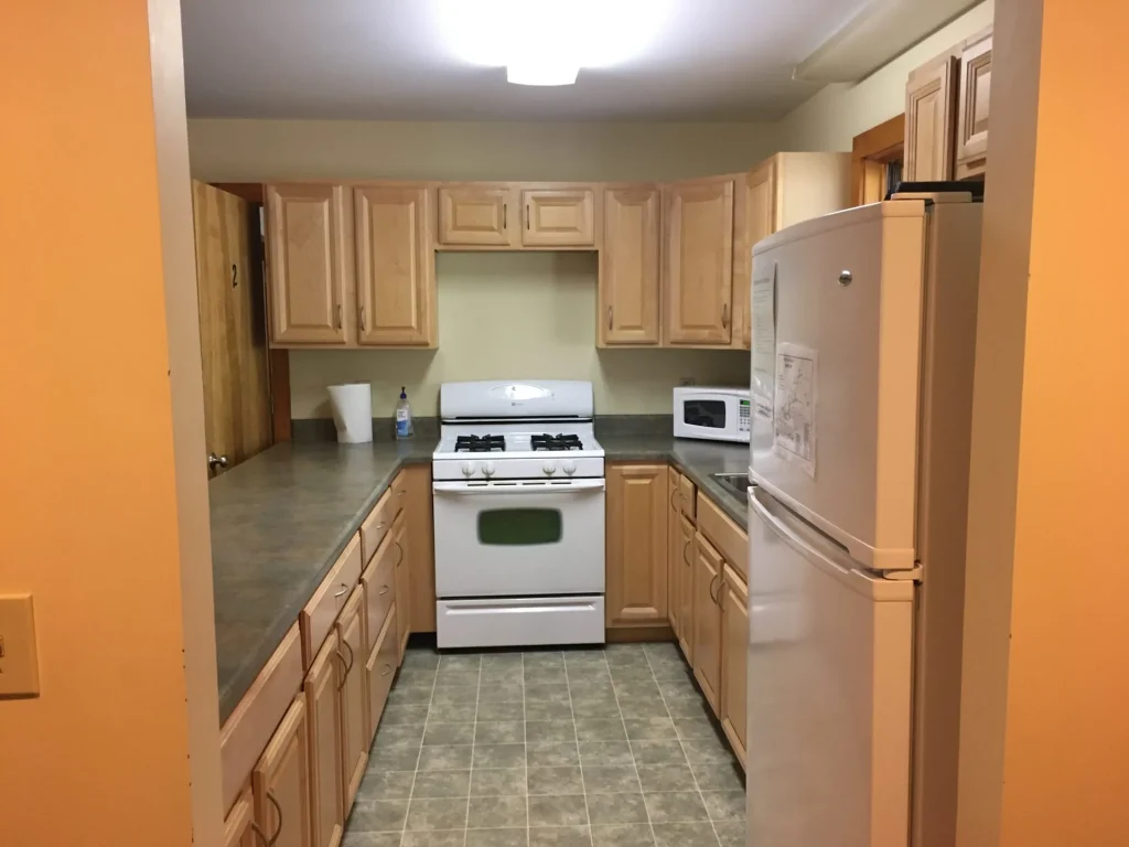 The Moretz Cabin kitchen from the doorway